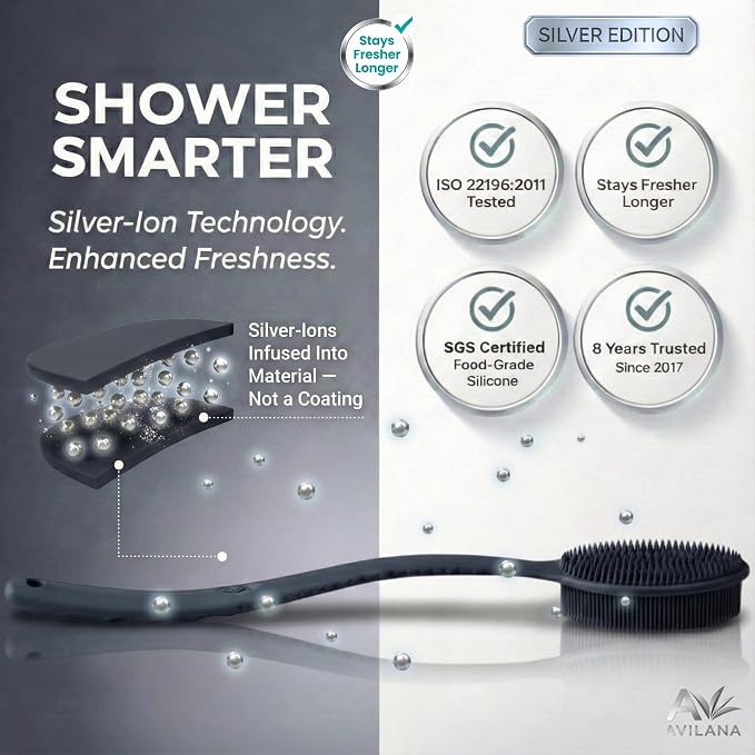 Avilana Silver Edition Back Scrubber Long Handle 19 Inch - Image 3
