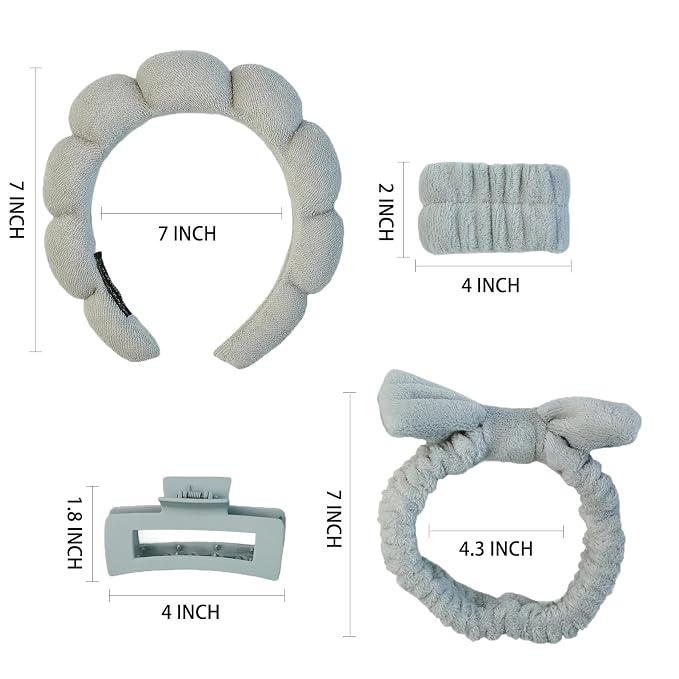 7 Pcs Spa Set, Facial Headband and Wristband Set, Skincare Accessories - Image 6