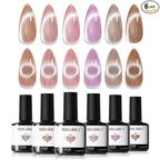 modelones Cat Eye Gel Nail Polish 6 Colors Nude Pink Brown Purple Cat Eye Nail by MODELONES