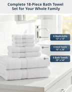 LANE LINEN Towel Set of 18 – Premium 100% Cotton, Zero Twist, 6 Large Bath Towel - Image 2