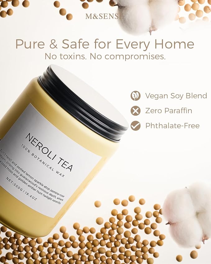 M&SENSE Neroli Tea Scented Candle, 19.4oz 110 Hours Long Lasting Burn 2 Wick - Image 5