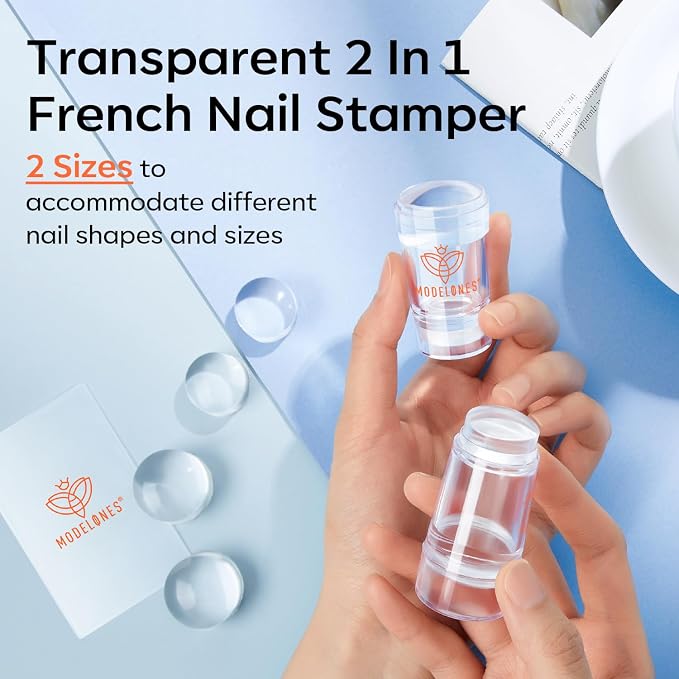 modelones French Tip Tool- 6 Pcs Nail Stamp French Manicure Kit Suitable - Image 4