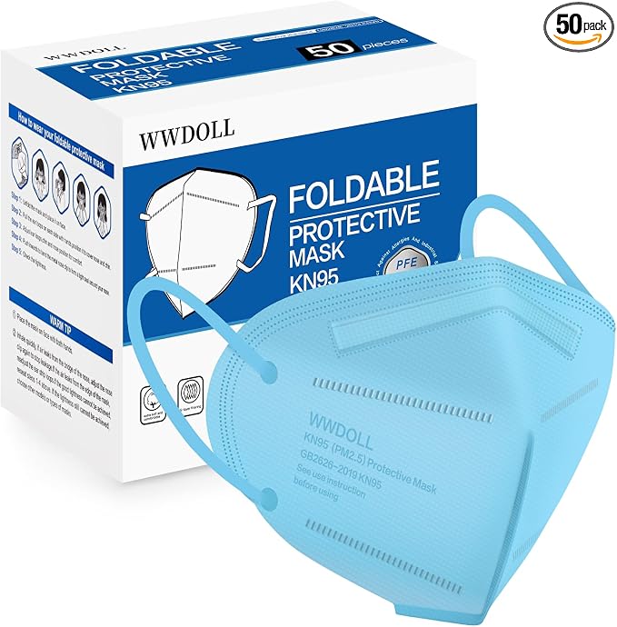 WWDOLL KN95 Face Mask 50 Pack, 5-Layers Breathable KN95 Masks by WWDOLL