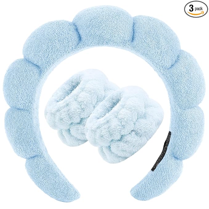 Zkptops Spa Headband for Washing Face Wristband Set Sponge Makeup Skin Care by ZKPTOPS