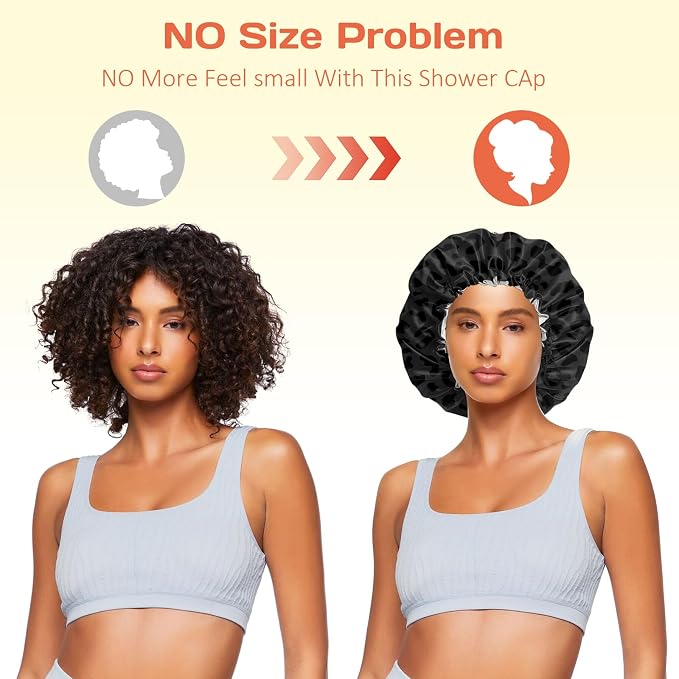 Shower Cap Reusable Double Layer Adjustable Elastic Waterproof EVA Hair Bath - Image 5