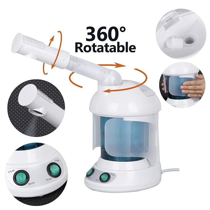 Nova Microdermabrasion Ionic Nano Mist 2 in 1 Hair Face Steamer, 360° - Image 7