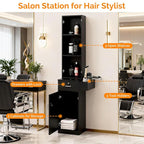 mefeir Salon Station, Barber Hair Stylist Storage Cabinet - Image 4