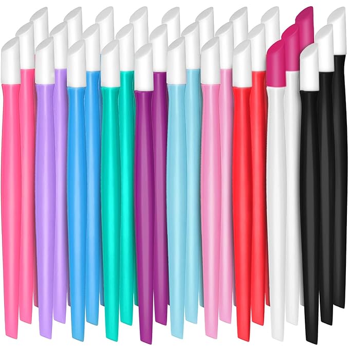 BBTO 30 Pcs Rubber Cuticle Pusher Silicone Cuticle Pusher Small Plastic Handle by BBTO
