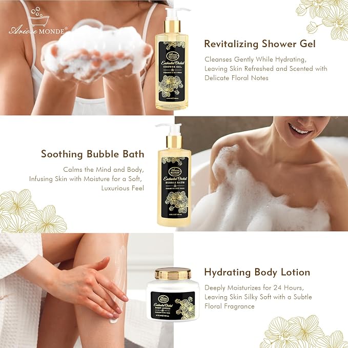 Spa Gift Baskets for Women, Gift Set for Mom Enchanted Orchid Scent, Home Spa - Image 4