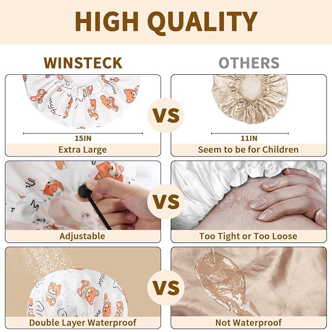 3 PCS Shower Caps for Women, Upgrade Comfortable & Extra Large & Double Layers - Image 5