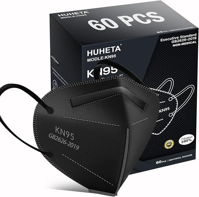 HUHETA KN95 Mask, 5 Ply Protective Dispoasable Masks Filter Efficiency≥95% by HUHETA