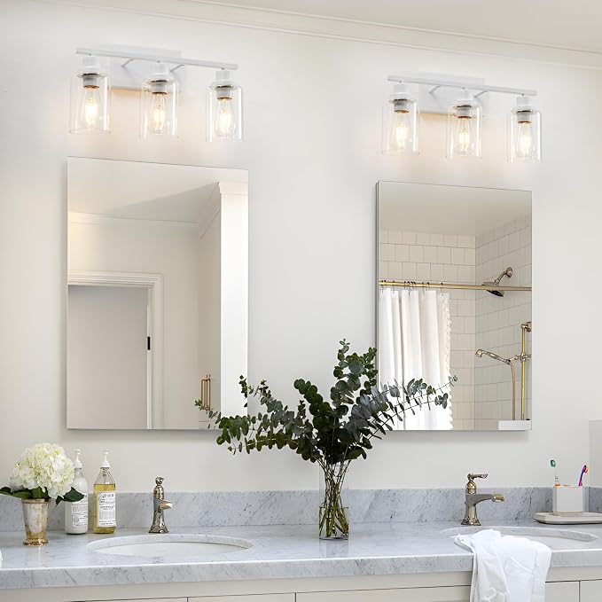 3 Light White Bathroom Light Fixtures Vanity Light Over Mirror Modern Wall - Image 6