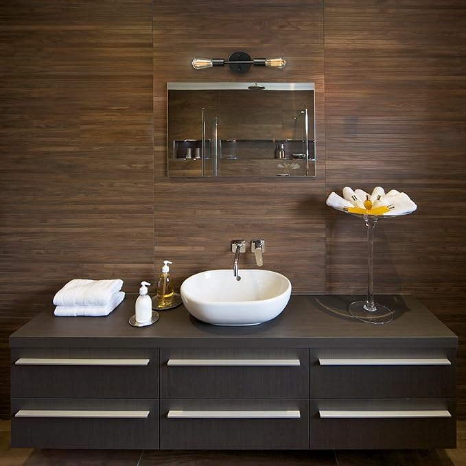 Globe Electric 2-Light Reversible Vanity Light, Matte Black, Minimalist - Image 4