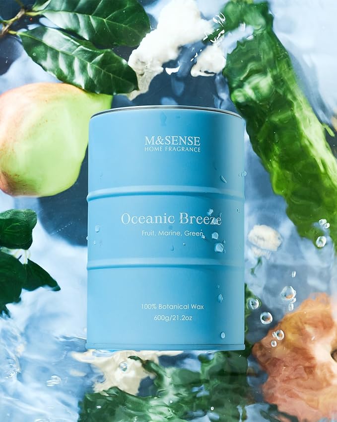 M&SENSE Oceanic Breeze Scented Candles Large Summer Candle, Beach Soy Candles - Image 2