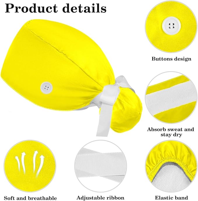 Scrub Cap with Hair Scrunchy, Ponytail Holder Surgical Cap - Image 3