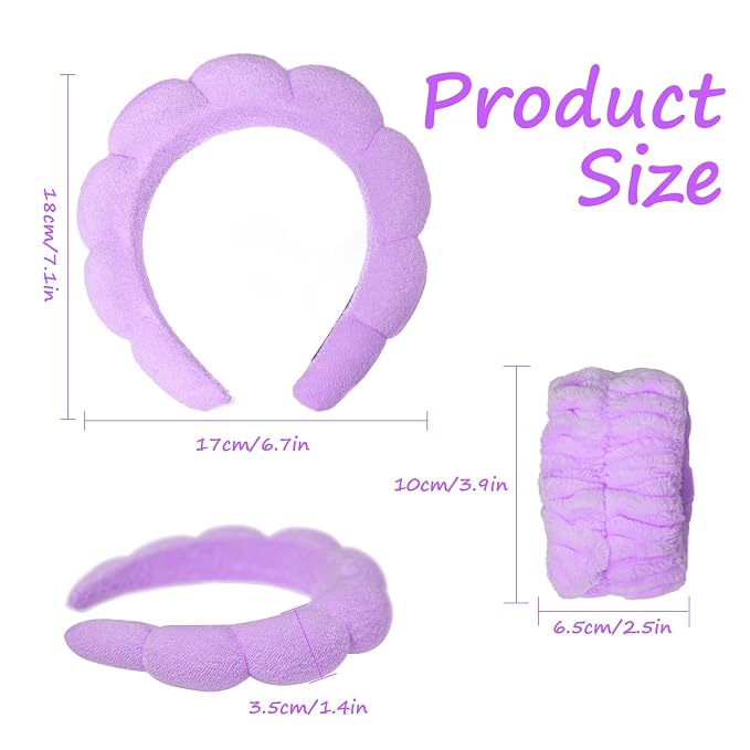Beleki Spa Headband for Washing and Wristband Set Sponge Headband Women Face - Image 2
