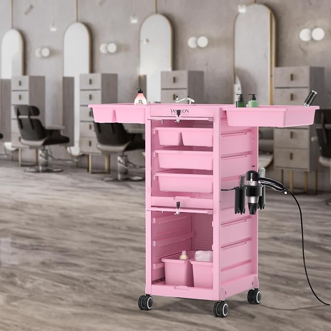 TASALON Pink Lockable Salon Cart - Image 7