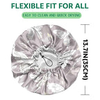 2 PCS Shower Cap Waterproof Double Layer Elastic Adjustable Reusable Hair Bath - Image 2