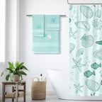 3 Pcs Coastal Seashell Bathroom Towel Set Farmhouse Embroidered Coastal - Image 3