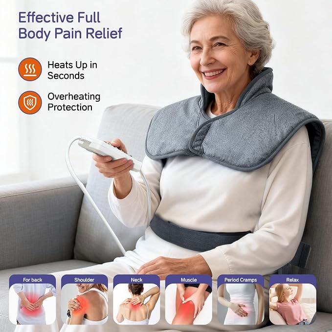 Heating Pad for Neck and Shoulders and Back Pain Relief, Heating Pad for Back - Image 4
