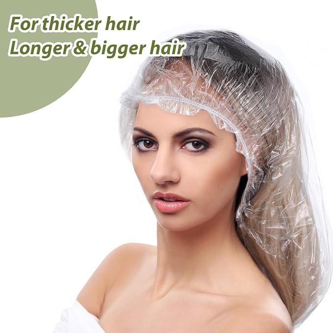 50 Pcs Large Disposable Shower Caps, Waterproof Clear Plastic Shower Cap - Image 3