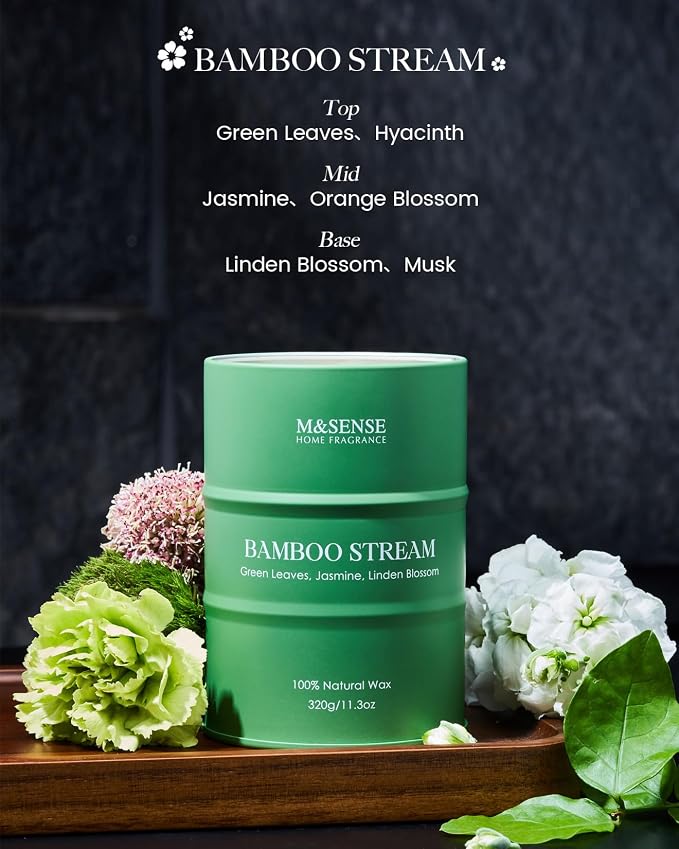 M&SENSE Bamboo Scented Candles Natural Non Toxic, Aromatherapy Candle - Image 5