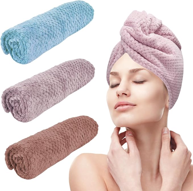 3 Pack Microfiber Hair Towel Wrap by YHPDYL