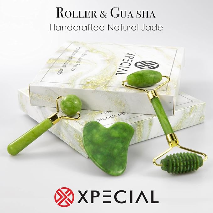 Gua Sha & Jade Roller 3 in 1, Face Roller, Guasha Facial Massage Skin Care Tool - Image 2