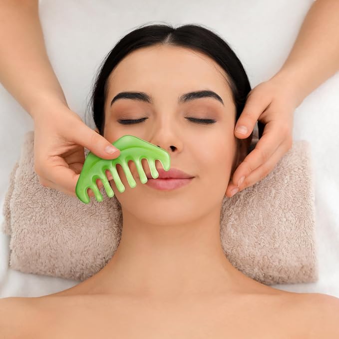 Geiserailie 2 Pcs Jade Combs Esthetician Supplies Massage Stone Hair Gua Sha - Image 6