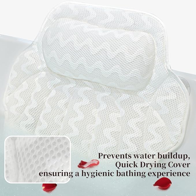 Super Thick Bath Pillow, Soft and Comfortable Bath Pillow, 4D mesh Fabric and 6 - Image 9