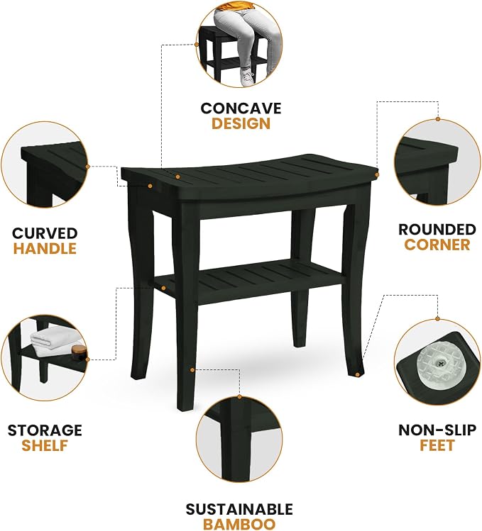 Black Shower Bench - Image 3
