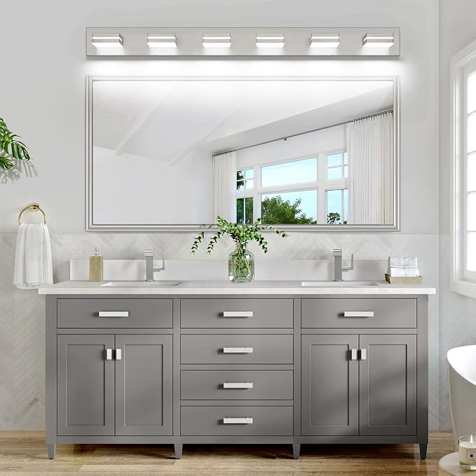 SineRise LED Modern Bathroom Vanity Light Fixtures, Brushed Nickel Modern - Image 9