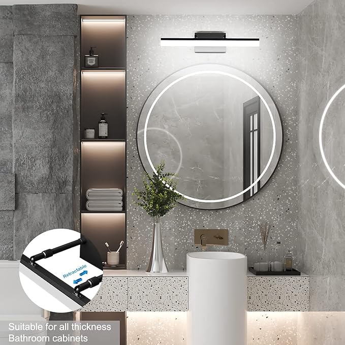 Aipsun 19.7 inch Modern Black Vanity Light Adjustable LED Bathroom Light - Image 8