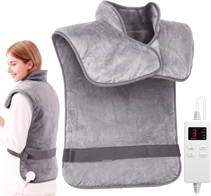 Electric Heating Pad for Shoulders and Back, Weighted Design by LITLISFlY