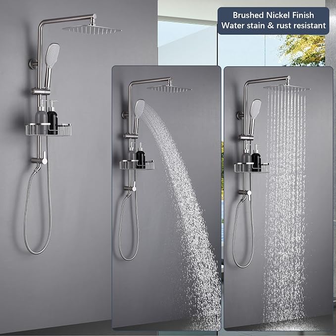 SonTiy Rain Shower Head with Handheld Spray and Shower Shelf, All Metal Shower - Image 3
