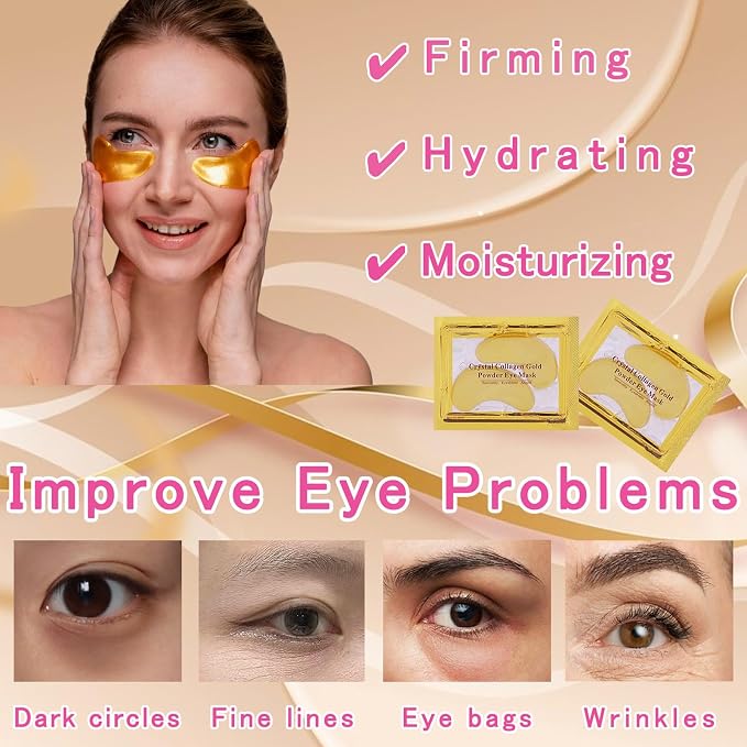 40 Pairs Eye Mask & Lip Mask, 24K Gold Gel Crystal Collagen Under Eye Patches - Image 2