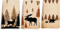 3PCS Wild Animal Deer Moose Bear Forest Camping Kitchen Towel by Unknown