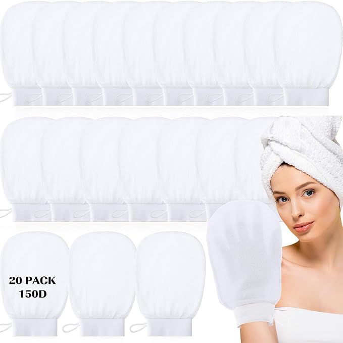 FoldTier 20 Pcs Exfoliating Glove Bulk Summer Exfoliator Mitt Body Scrubber by FoldTier