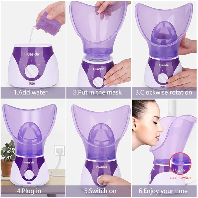 Facial Steamer Personal Steam Inhaler Sauna Facial Steamer Hot Mist - Image 5