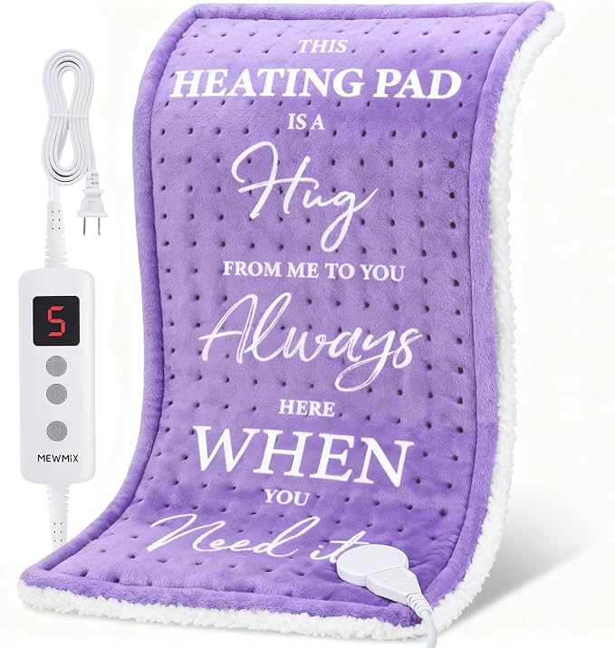 Purple Heating Pad for Back Period Cramps Neck Shoulder Pain Relief, Portable by MEWMIX