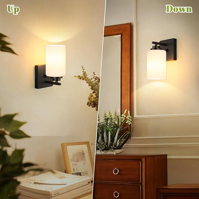 Set of 2 Wall Sconces for Bathroom, Modern Vanity Light Fixtures, Matte Black - Image 5