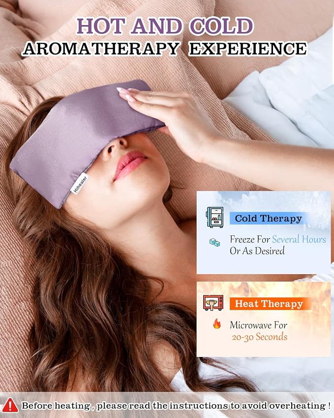 Weighted Eye Mask for Sleep, Meditation, Lavender Eye Pillow Heated for Headache - Image 4