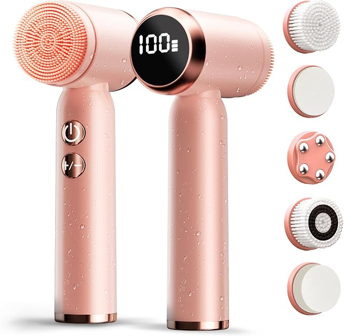 Electric Face Scrubber with Led Display & Facial Cleansing Brush by Unknown