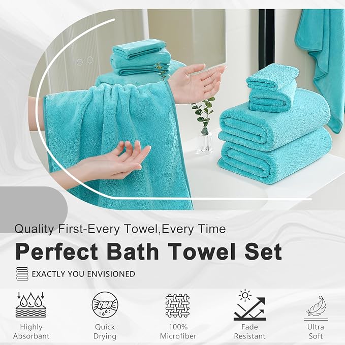 8 Piece Bath Towel Set |2 Oversized Large Bath Sheet, 2 Hand Towels, 4 - Image 6