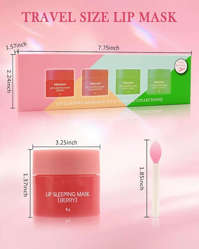 Lip Sleeping Mask Set-4 Pcs Moisturize & Nourish Lip Balm, Repair - Image 7