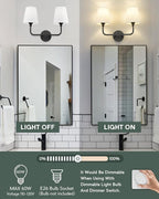 2-Light Bathroom Vanity Light Fixtures in Matte Black Finish, Modern Bedside - Image 2