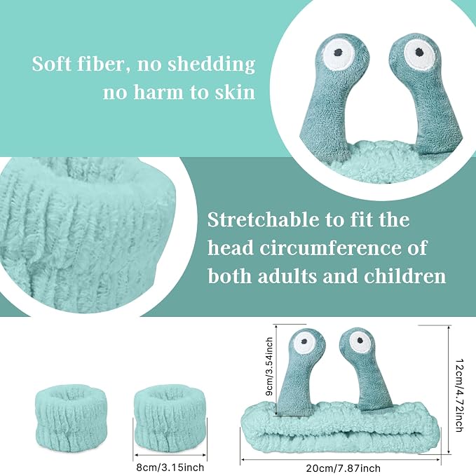 Snail Face Wash Headband Skincare & Wrist Bands - Image 2
