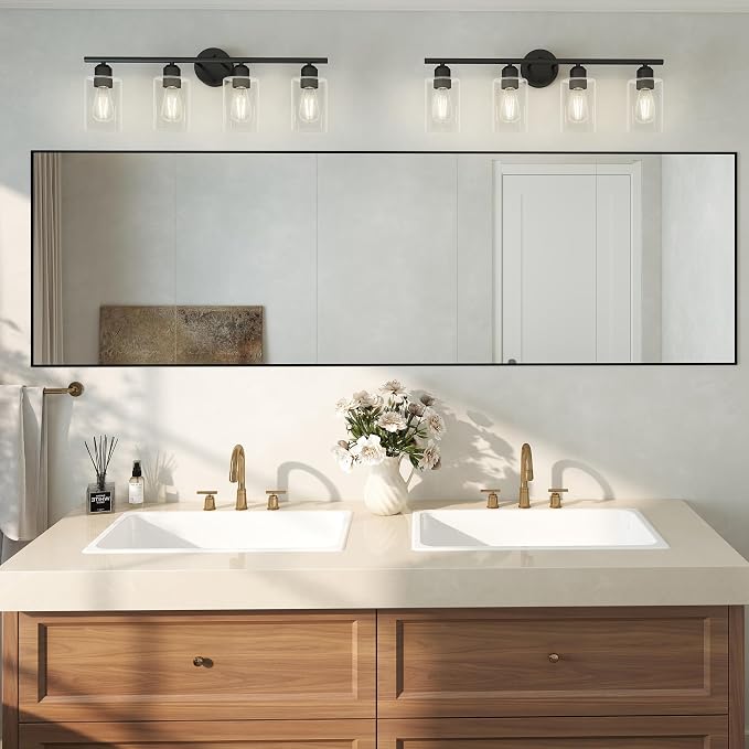 Espird 4 Light Bathroom Vanity Light Fixtures Black, Rustic Farmhouse Vanity - Image 7