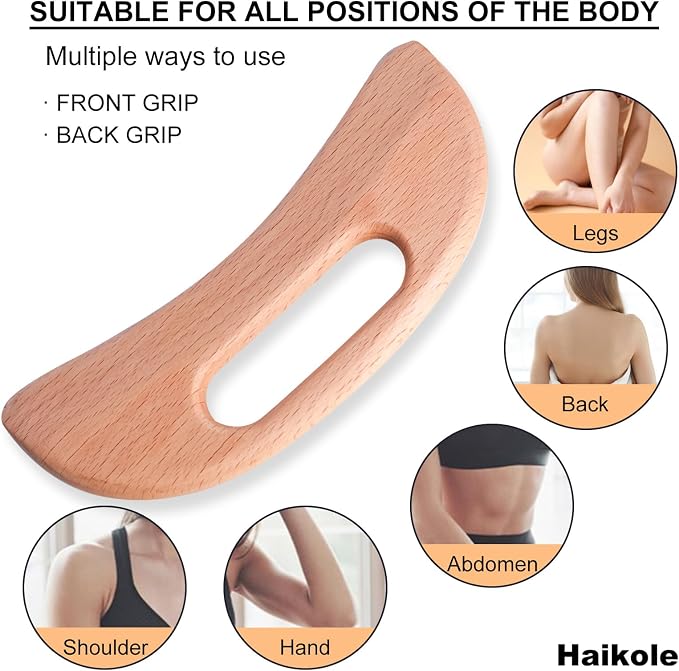 enttgo Body Gua Sha Tool Wooden Lymphatic Drainage Tool, Guasha Massage Tools - Image 4