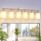 DLLT 6-Light Bathroom Light Fixtures: Nickel Modern Vanity Lights by DINGLILIGHTING